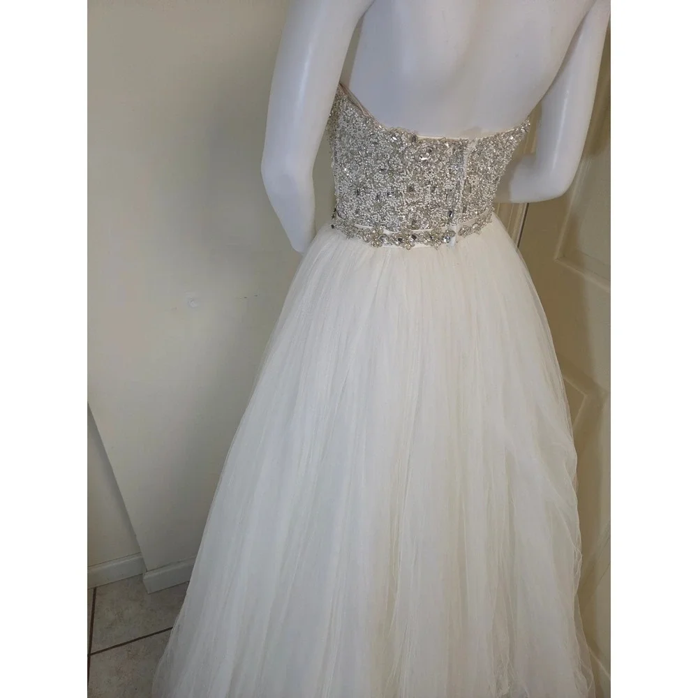 Maggie Sottero Haute Couture Beaded Tulle Wedding Dress Ball Gown Ivory Size 6 - Picture 13 of 16